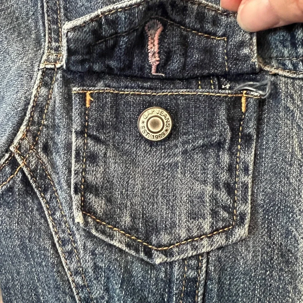 Gap Kids Denim Jean Jacket Pink Stitching Girls Size Medium